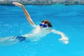 Child drowning in to the water and show up hands for help Royalty Free Stock Photo