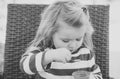 Child eat ice cream in cup with spoon Royalty Free Stock Photo