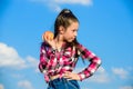 Child eat ripe apple fall harvest. Fruit vitamin nutrition for kids. Apple fruit diet. Kid hold ripe apple sunny day Royalty Free Stock Photo