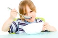 Child eat soup Royalty Free Stock Photo