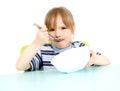 Child eat soup Royalty Free Stock Photo