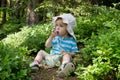 Child eating bilberries