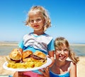 Child eating fast food. Royalty Free Stock Photo