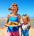 Child eating fast food. Royalty Free Stock Photo