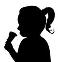 Child eating ice-cream silhouette vector