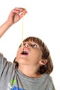Child eating pasta noodle Royalty Free Stock Photo