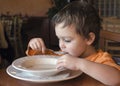 Child eating soup