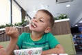 Child eating vareniki