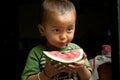 Child eating watermelon Royalty Free Stock Photo