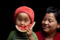 Child eating watermelon Royalty Free Stock Photo