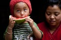 Child eating watermelon Royalty Free Stock Photo