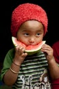 Child eating watermelon Royalty Free Stock Photo