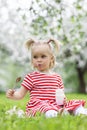 Child eating yogurt Royalty Free Stock Photo