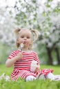 Child eating yogurt Royalty Free Stock Photo