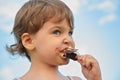 Child eats ice-cream Royalty Free Stock Photo
