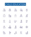 Child education line icons signs set. Design collection of Child, education, kindergarten, preschool, tutor, learning