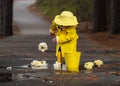 Child Enjoying The Rain In His Galoshes Royalty Free Stock Photo