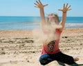 child enjoys the sea beach