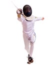 Child epee fencing lunge. Royalty Free Stock Photo