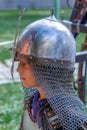 Child equipped with medieval armor