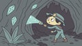 Child Exploring Crystal Cave, Adventurous Discovery, vector design Generative AI Royalty Free Stock Photo