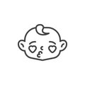 Child face with heart eyes line icon