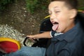 Child in fairground ride