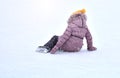 Child falling on the skating rink