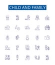 Child and family line icons signs set. Design collection of Child, Family, childhood, parenting, upbringing, nurture