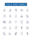 Child and family line icons signs set. Design collection of Child, Family, childhood, parenting, upbringing, nurture