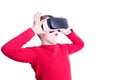 Child fascinated with his virtual reality glasses Royalty Free Stock Photo