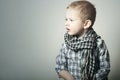 Child. Fashionable Funny little Boy in Scurf. Fashion Children Royalty Free Stock Photo