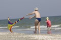 Child and father at the sea side Royalty Free Stock Photo