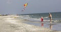 Child and father at the sea side Royalty Free Stock Photo