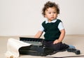 Child with fax. Royalty Free Stock Photo