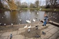 Child feeding birds