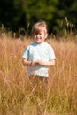 A child in the field. Royalty Free Stock Photo