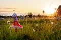 Child in a flower field