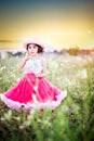 Child in a flower field