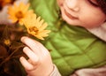 Child and flower