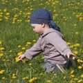 Child in flowers Royalty Free Stock Photo