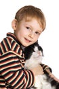 Child with fluffy cat Royalty Free Stock Photo