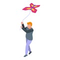 Child fly a kite icon, isometric style Royalty Free Stock Photo