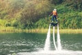 Child on flyboard hover in the air