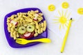 Child food. Funny food. Plate with pasta Royalty Free Stock Photo