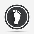Child footprint sign icon. Barefoot .