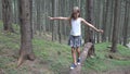 Child in Forest Walking Tree Log Kid Playing Camping Adventure Girl Outdoor Wood