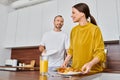 child-free couple serving delicious breakfast