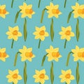 Child-Friendly Daffodil Floral Pattern: Seamless and Joyful