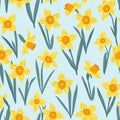 Child-Friendly Daffodil Floral Pattern: Seamless and Joyful